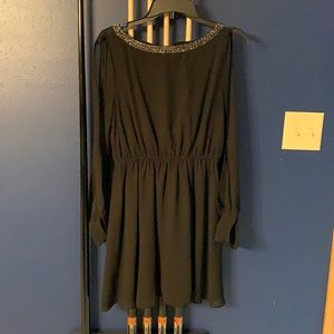 Black dress with low back and beaded detail